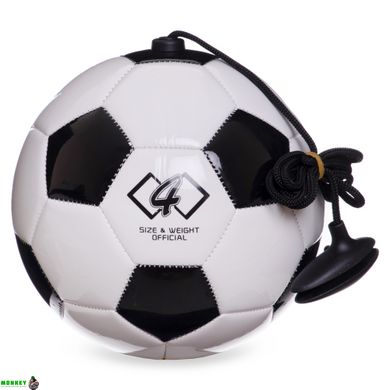 М'яч футбольний тренажер SP-Sport OFFICIAL FB-6883-4 №4 PU чорний-білий