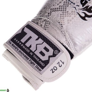 Перчатки боксерские кожаные TOP KING Super Snake TKBGSS-02 Белый-серебряный 10 унции