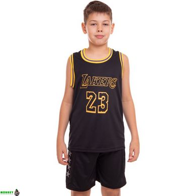 Форма баскетбольная подростковая NB-Sport NBA LAKERS 23 BA-0928 M-2XL черный-желтый