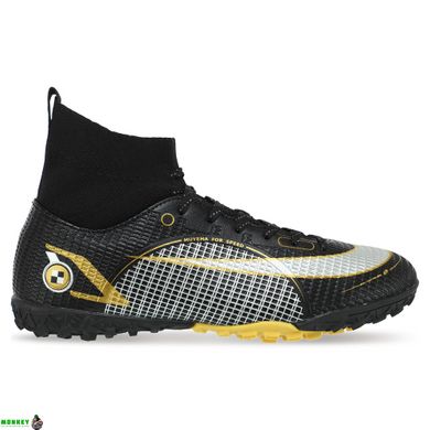 Сороконожки обувь футбольная с носком LIJIN 2588G-2 размер 40-45 (верх-PU, подошва-резина, черный)