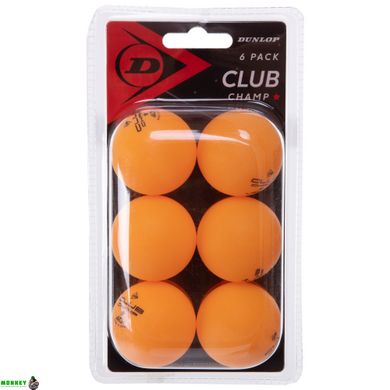 Набір м'ячів для настільного тенісу DUNLOP 40+ CLUB CHAMP DL679350 6шт помаранчевий