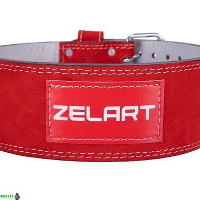 Пояс атлетичний шкіряний ZELART SB-165159 L ширина-10см червоний