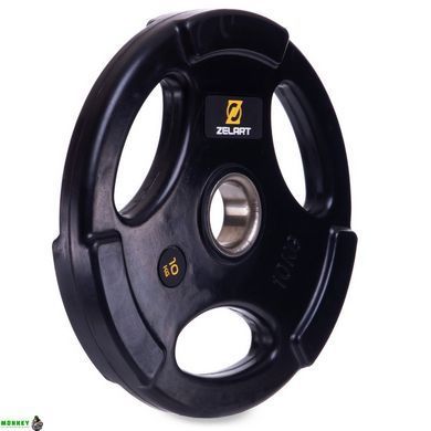 Диски для штанги обгумовані Zelart TA-2673-10 51мм 10кг чорний