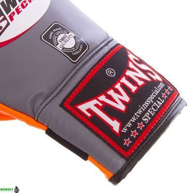 Снарядные перчатки кожаные TWINS TBGL-6F Серый-оранжевый XL размер