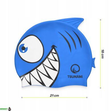 Шапочка для плавания TSUNAMI Shark детская Blue (P-5905973401814)