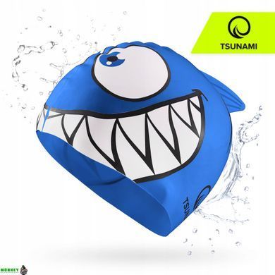 Шапочка для плавания TSUNAMI Shark детская Blue (P-5905973401814)