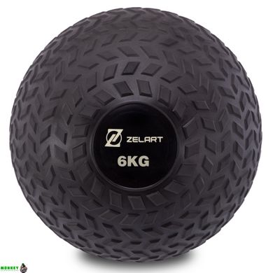 Мяч набивной слэмбол для кроссфита рифленый Zelart SLAM BALL FI-7474-6 6кг черный