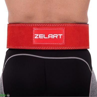 Пояс атлетичний шкіряний ZELART SB-165159 L ширина-10см червоний