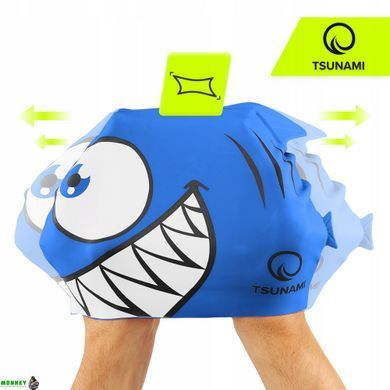Шапочка для плавания TSUNAMI Shark детская Blue (P-5905973401814)