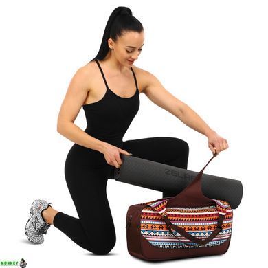 Сумка для фітнесу та йоги KINDFOLK Yoga bag SP-Sport FI-8366-1 помаранчевий-блакитний