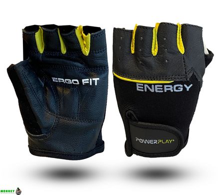 Рукавички для фітнесу PowerPlay 9058 Energy L чорно-жовті