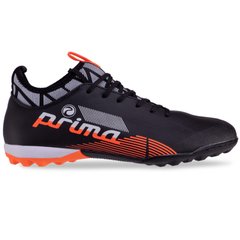 Сороконожки обувь футбольная PRIMA 20620-1 BLACK/WHITE/R.ORANGE размер 40-44 (верх-PU, подошва-RB, черный-белый-оранжевый)