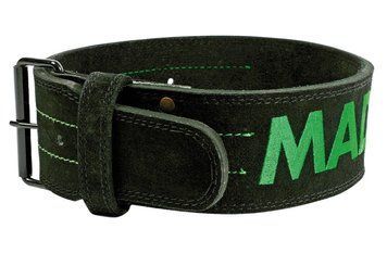 Пояс для тяжелой атлетики MadMax MFB-301 Suede Single Prong кожаный Black/Green M