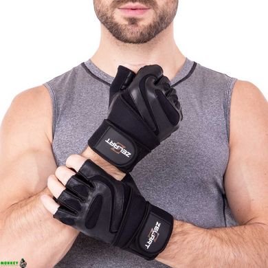 Перчатки для тяжелой атлетики кожаные ZELART SB-161074 (спандекс, неопрен, открытые пальцы, р-р S-XXL, цвета в ассортименте)