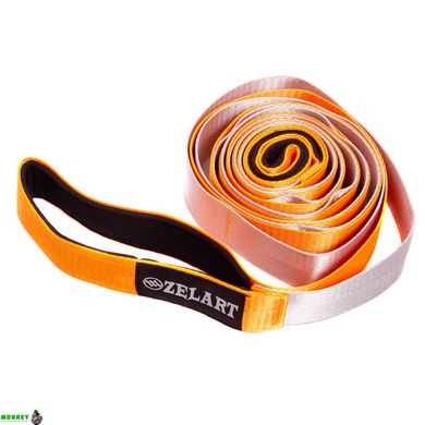 Лента для растяжки Record Stretch Strap FI-6666 10 петель серый-оранжевый