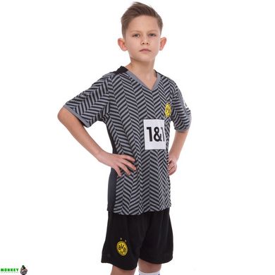 Форма футбольная детская с символикой футбольного клуба BORUSSIA DORTMUND гостевая 2022 SP-Planeta CO-3750 6-14 лет серый-черный