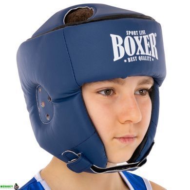Шлем боксерский открытый с усиленной защитой макушки кожвинил BOXER 2030 Черный L