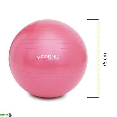 М'яч для фітнесу (фітбол) Cornix 75 см Anti-Burst XR-0024 Pink