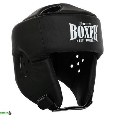 Шлем боксерский открытый с усиленной защитой макушки кожвинил BOXER 2030 Черный L