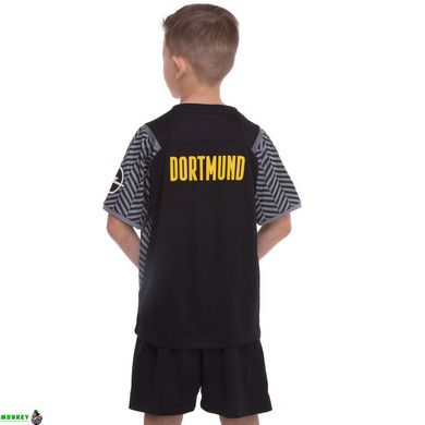Форма футбольна дитяча з символікою футбольного клубу BORUSSIA DORTMUND гостьова 2022 SP-Planeta CO-3750 6-14 років сірий-чорний