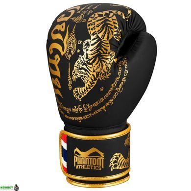 Боксерські рукавиці Phantom Muay Thai Black Gold 10 унцій (Бинти 4м. в подарунок)
