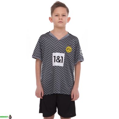 Форма футбольная детская с символикой футбольного клуба BORUSSIA DORTMUND гостевая 2022 SP-Planeta CO-3750 6-14 лет серый-черный