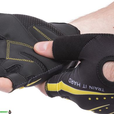 Перчатки для фітнесу та тренувань HARD TOUCH FG-006 S-XL чорний-жовтий