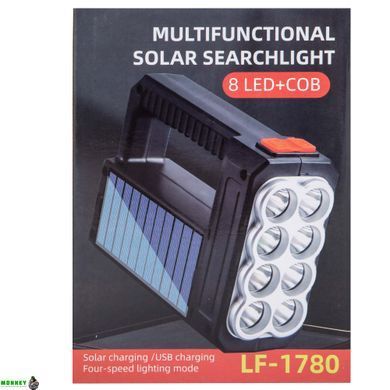 Фонарь-прожектор переносной X-BALOG LF-1780 (пластик, 8 LED, COB, USB-вход, солнечная батарея, р-р 9,5х13,4см)