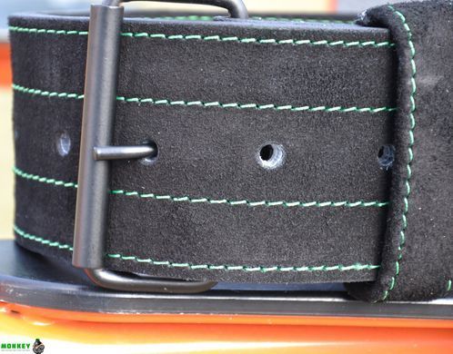 Пояс для важкої атлетики MadMax MFB-301 Suede Single Prong шкіряний Black/Green M