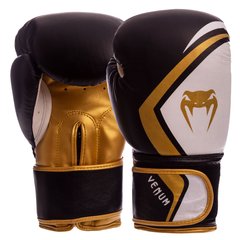 Перчатки боксерские кожаные VNM VN-009 10-14 унций черный-золотой
