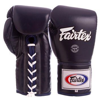 Перчатки боксерские кожаные професиональные на шнуровке FAIRTEX BGL6 Синий 16 унции