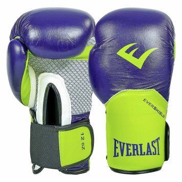 Перчатки боксерские кожаные ELS PRO STYLE ELITE BO-5228 Синий-салатовый 10 унций