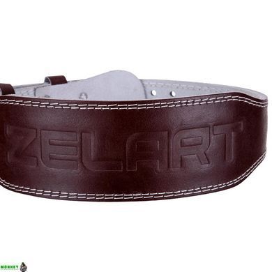 Пояс атлетичний шкіряний ZELART SB-165076 L ширина-10см коричневий