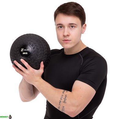 Мяч набивной слэмбол для кроссфита рифленый Zelart SLAM BALL FI-7474-8 8кг черный