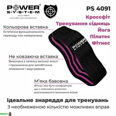 Еспандер для пілатесу Power System PS-4091 Booty Band LVL 1 Black/Pink