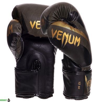 Перчатки боксерские кожаные VENUM IMPACT VN03284-230 16 унций хаки-золотой