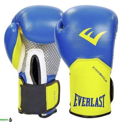 Перчатки боксерские кожаные ELS PRO STYLE ELITE BO-5228 Синий-салатовый 10 унций
