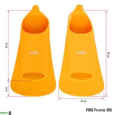 Ласты для тренировок в бассейне короткие с закрытой пяткой CIMA F002 Желтый M (40-42) размер