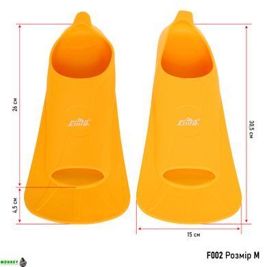 Ласты для тренировок в бассейне короткие с закрытой пяткой CIMA F002 Желтый M (40-42) размер
