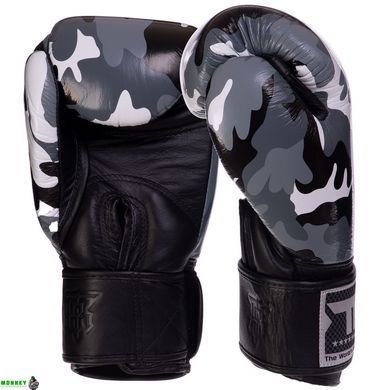Рукавички шкіряні боксерські TOP KING EmPower Camouflage TKBGEM-03 Камуфляж зелений 18 унції