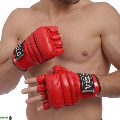 Рукавички для змішаних єдиноборств MMA шкіряні VELO ULI-4012 Червоний L