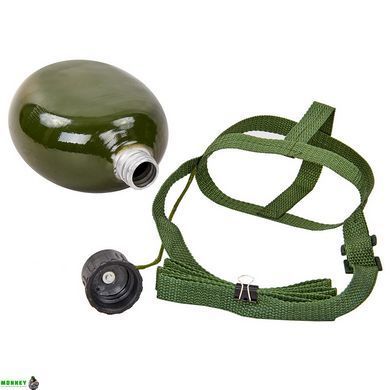 Фляга V-1л с ремнем SP-Sport TY-4836-1 (алюминий, оливковый)