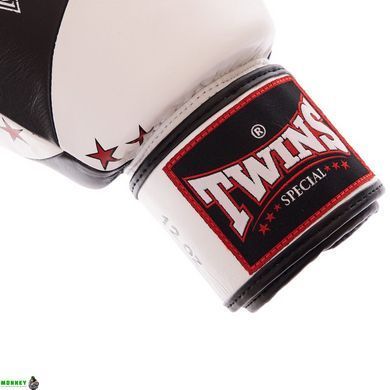 Рукавички боксерські шкіряні TWINS BGVL10 Білий-червоний 14 унції VELCRO 10-14oz