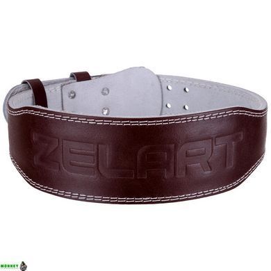 Пояс атлетичний шкіряний ZELART SB-165076 L ширина-10см коричневий
