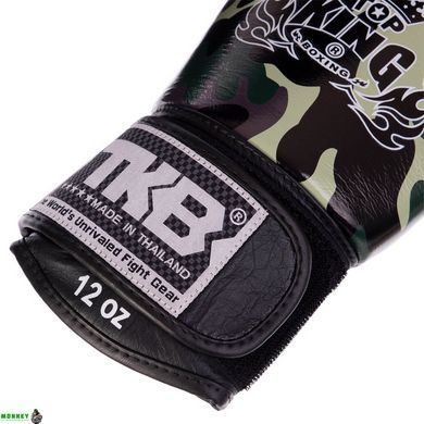 Рукавички шкіряні боксерські TOP KING EmPower Camouflage TKBGEM-03 Камуфляж зелений 18 унції