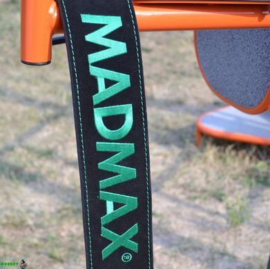 Пояс для тяжелой атлетики MadMax MFB-301 Suede Single Prong кожаный Black/Green L
