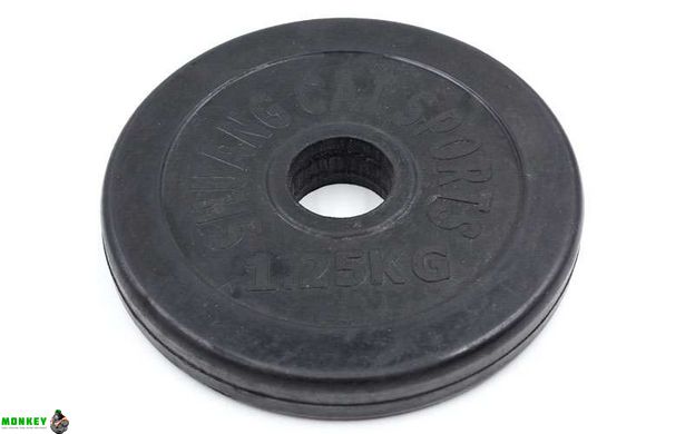 Диски для штанги обгумовані SHUANG CAI SPORTS ТА-1441-1,25 30мм 1,25 кг чорний