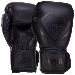 Рукавички боксерські шкіряні на липучці VENUM CONTENDER VN1109-114 (р-р 10-12oz, чорний)