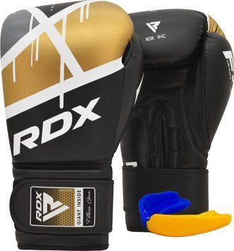 Боксерські рукавиці RDX F7 Ego Black Golden 12 унцій (капа у комплекті)