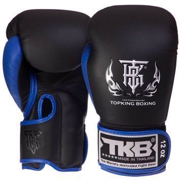 Перчатки боксерские кожаные TOP KING Reborn TKBGRB Черный-синий 10 унции